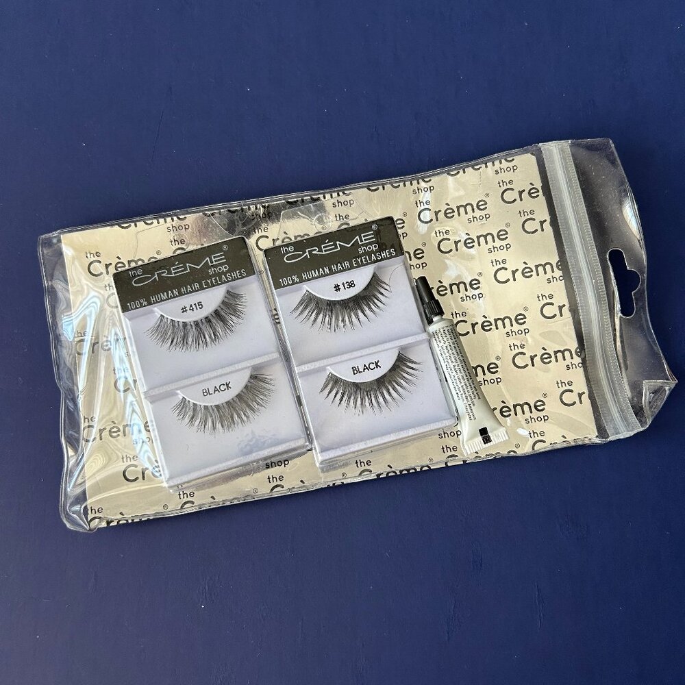 2 Pairs of Creme Shop 100% Human Hair Eyelashes, Black